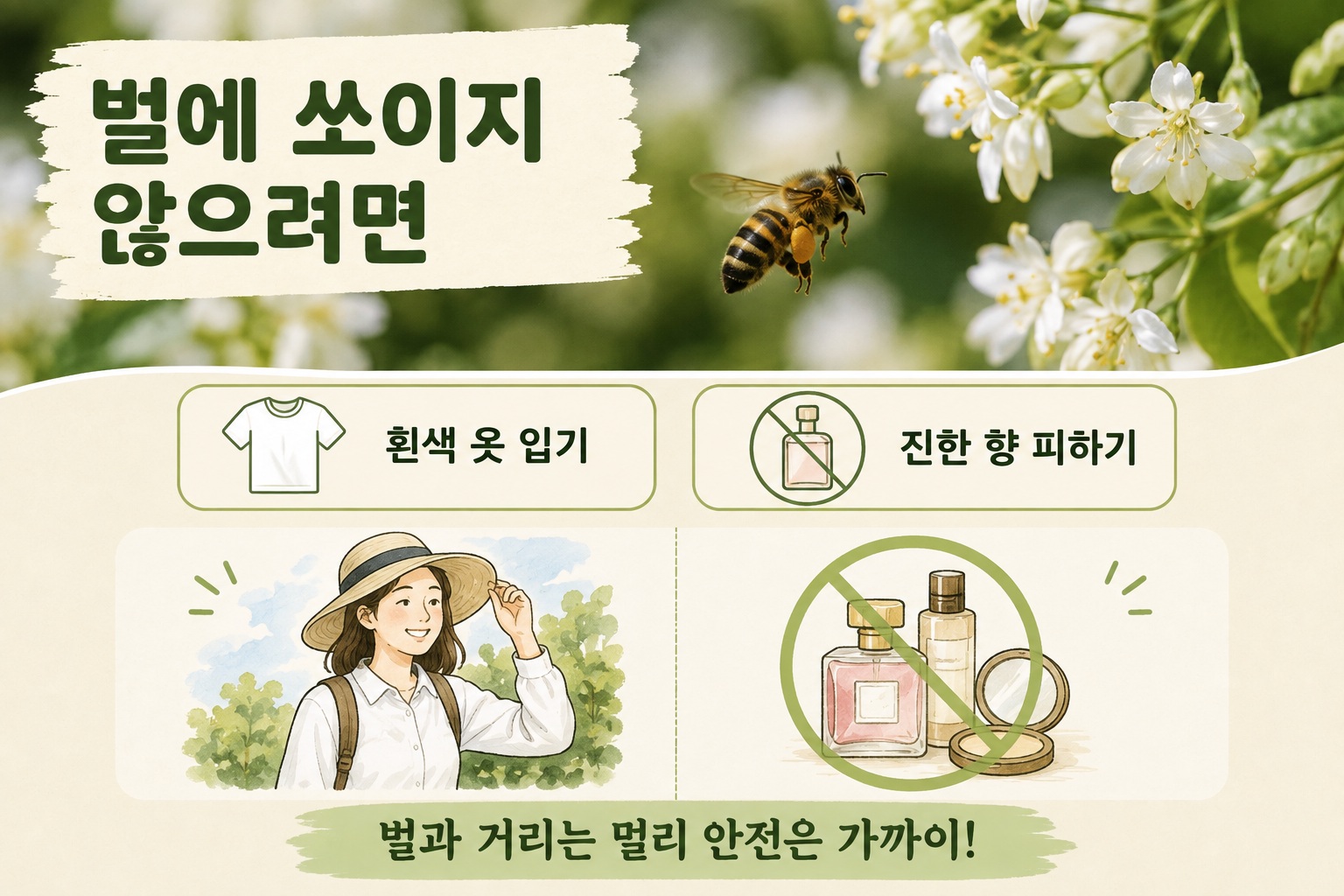 벌에 쏘이지 않으려면 흰색 옷 입고 향수 피해야 하는 이유