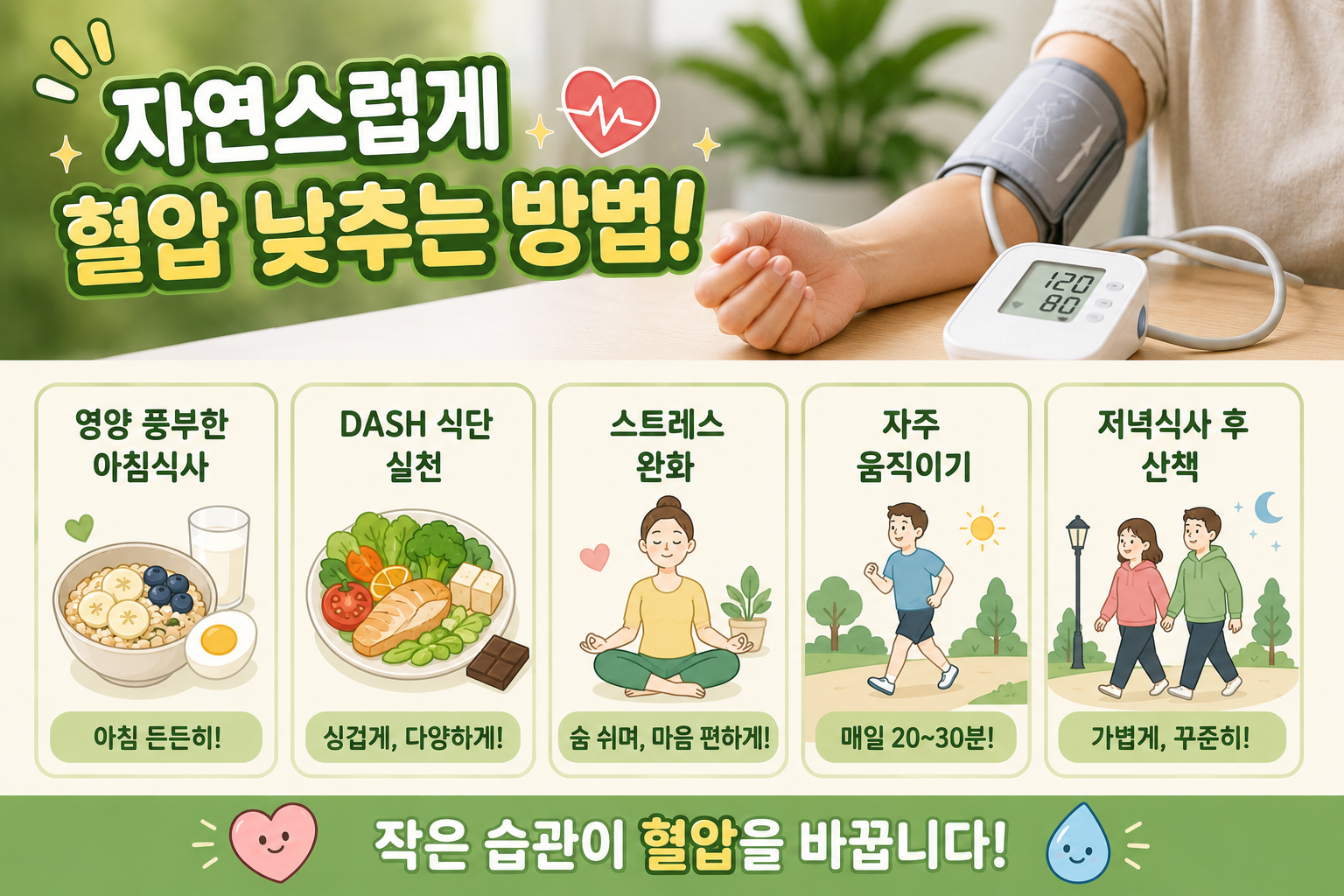 “증상 없어 더 위험하다” 고혈압 낮추는 방법 7가지…DASH 식단부터 걷기 운동까지