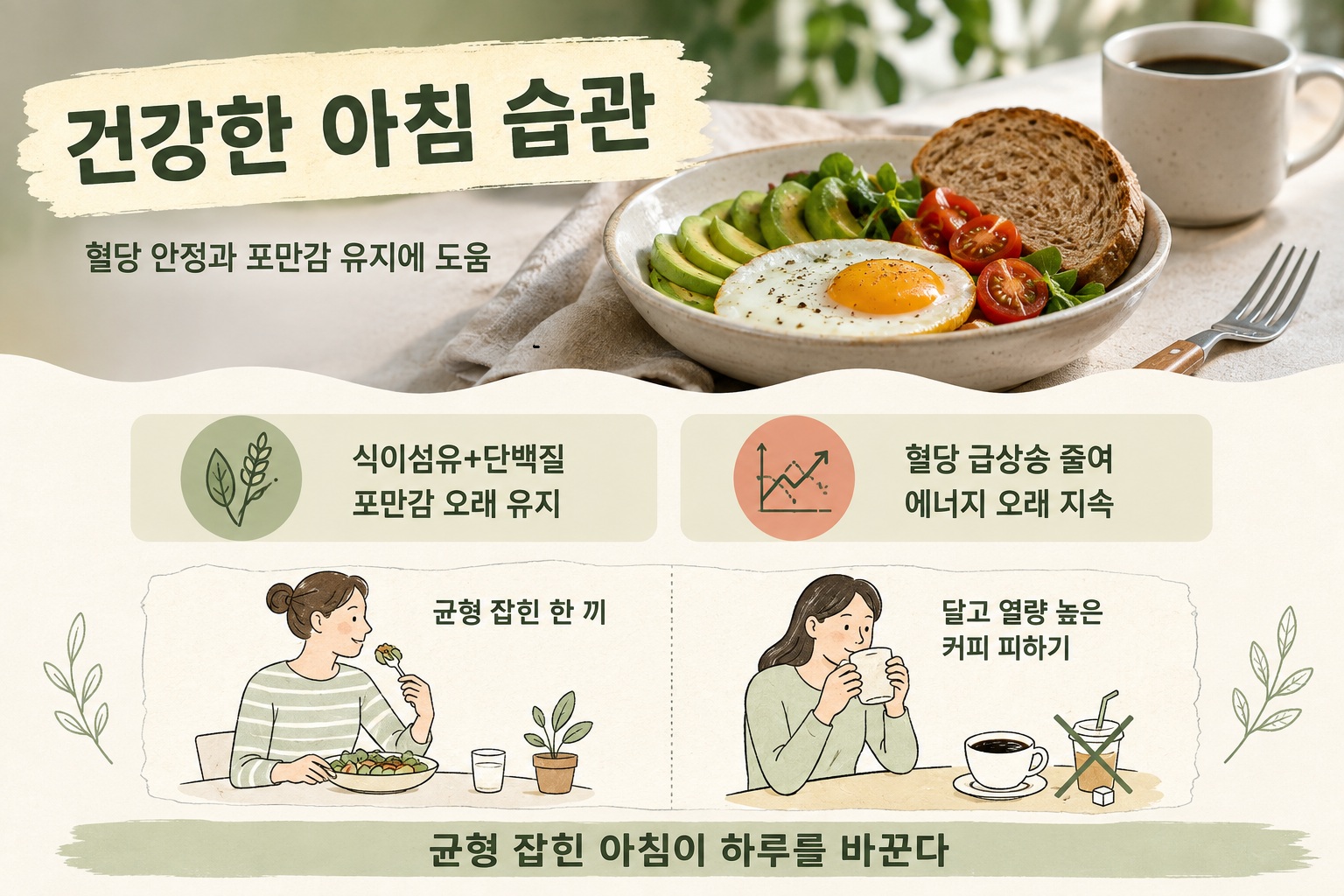 아침 거르고 커피만 마신다면? 혈당과 포만감을 생각한 아침 식사 습관