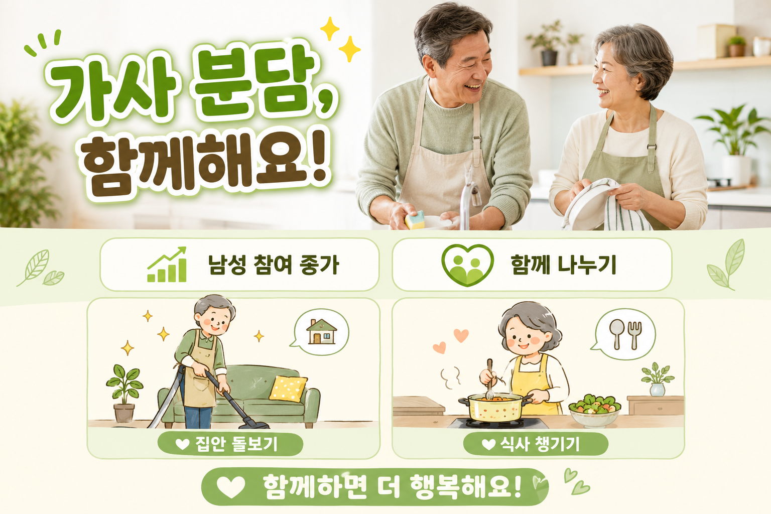 남편 집안일, 돕는 게 아닙니다…은퇴 후 가사 분담이 건강까지 바꾸는 이유