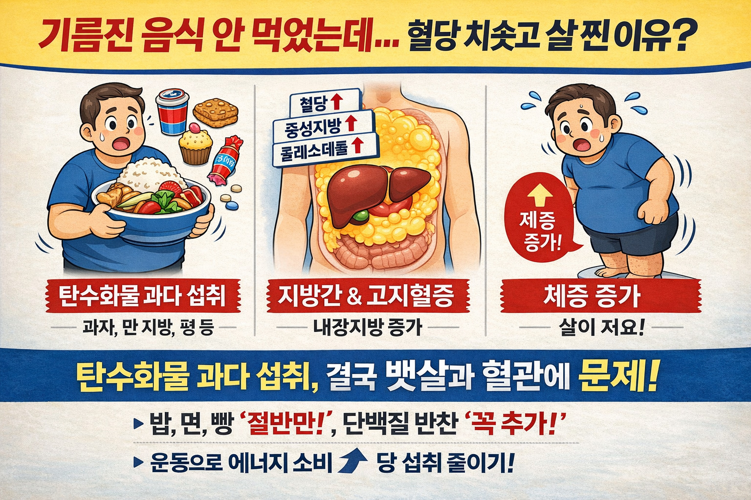 기름진 음식 안 먹어도 살찌는 이유…고혈당·고지혈증 부르는 탄수화물 함정