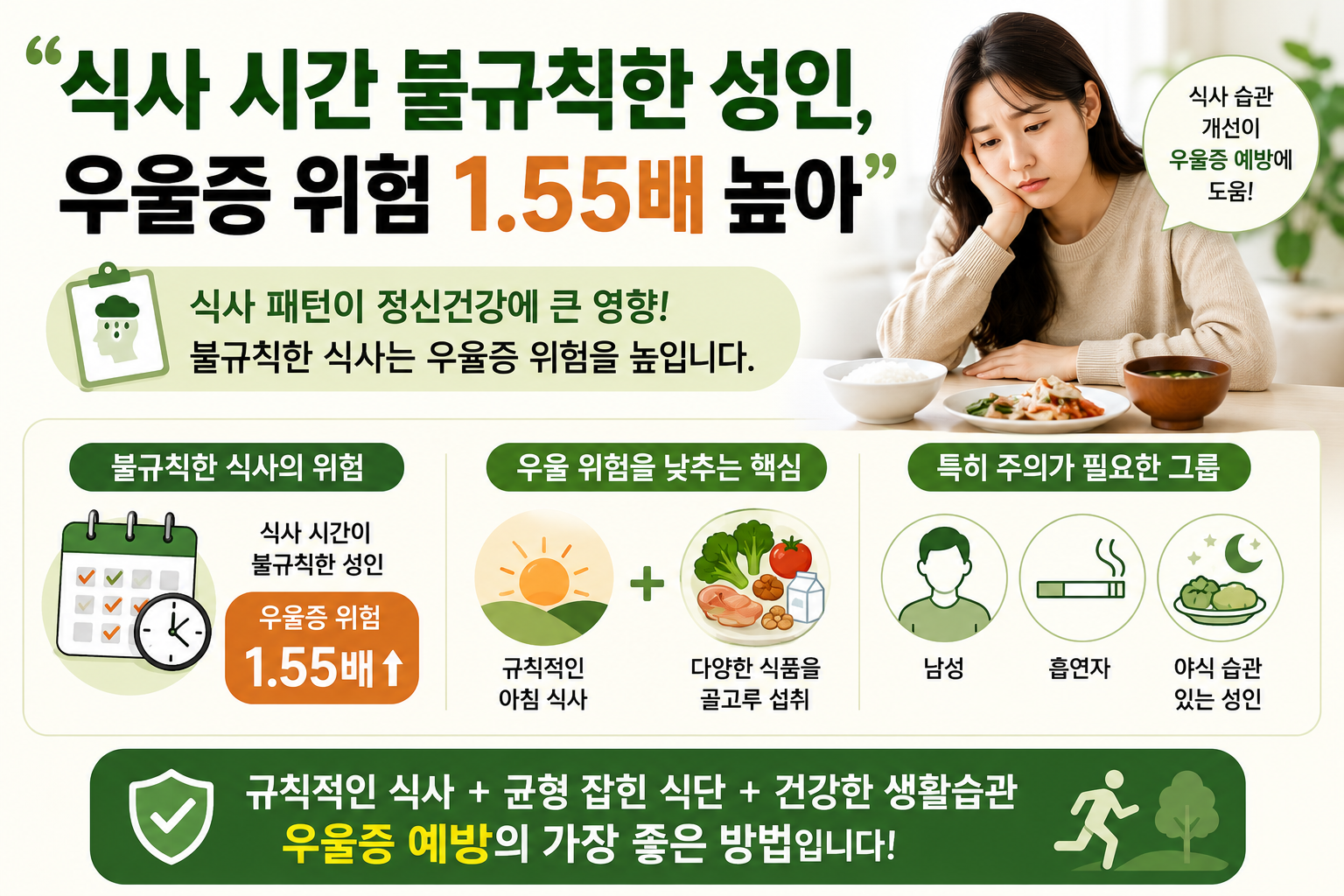불규칙한 식사, 우울증 위험 1.55배? 아침 식사가 중요한 이유