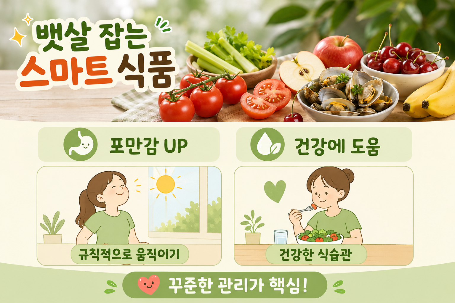 나이 들수록 안 빠지는 뱃살, 굶지 말고 이 음식 6가지를 챙기세요