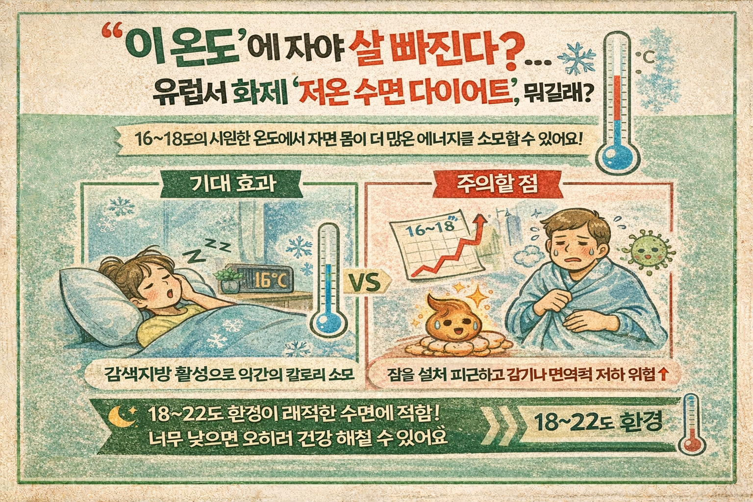 ‘살 빠지는 수면 온도’ 진짜 있을까? 저온 수면 다이어트 효과와 부작용