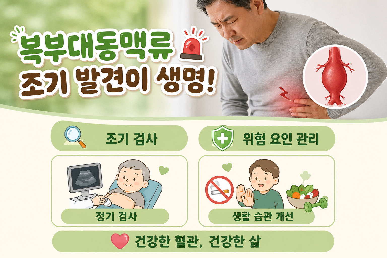 복부·허리 통증이 계속된다면? 파열 전 놓치기 쉬운 복부대동맥류 경고 신호