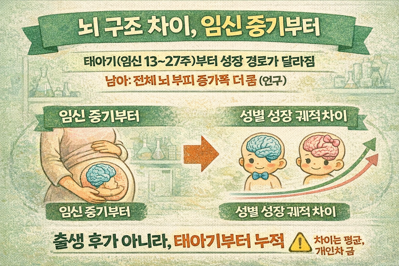남녀 뇌 구조 차이, 출생 전 ‘임신 중기’부터 시작된다? 태아 뇌 발달 연구