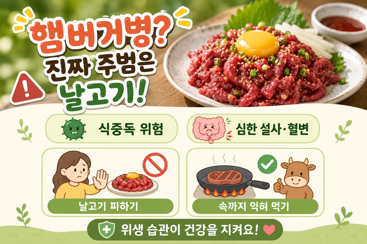 햄버거병 원인은 햄버거만이 아니다? 여름철 육회·날고기 증상과 예방법