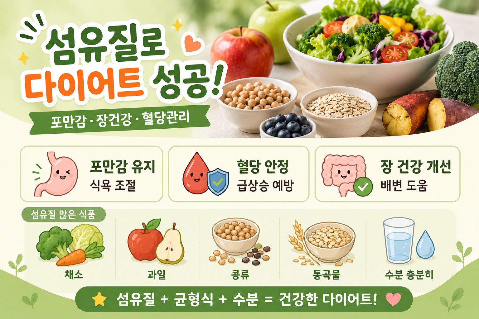 살은 빼고 변비는 막는다! 다이어트 식이섬유 하루 권장량과 많은 음식