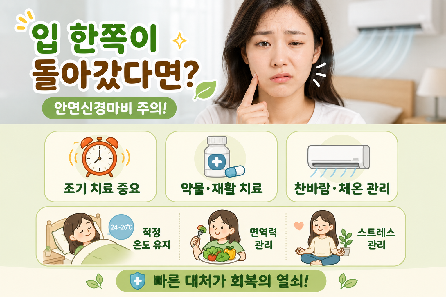 갑자기 입 돌아가고 눈 안 감긴다면? 안면신경마비 골든타임 72시간