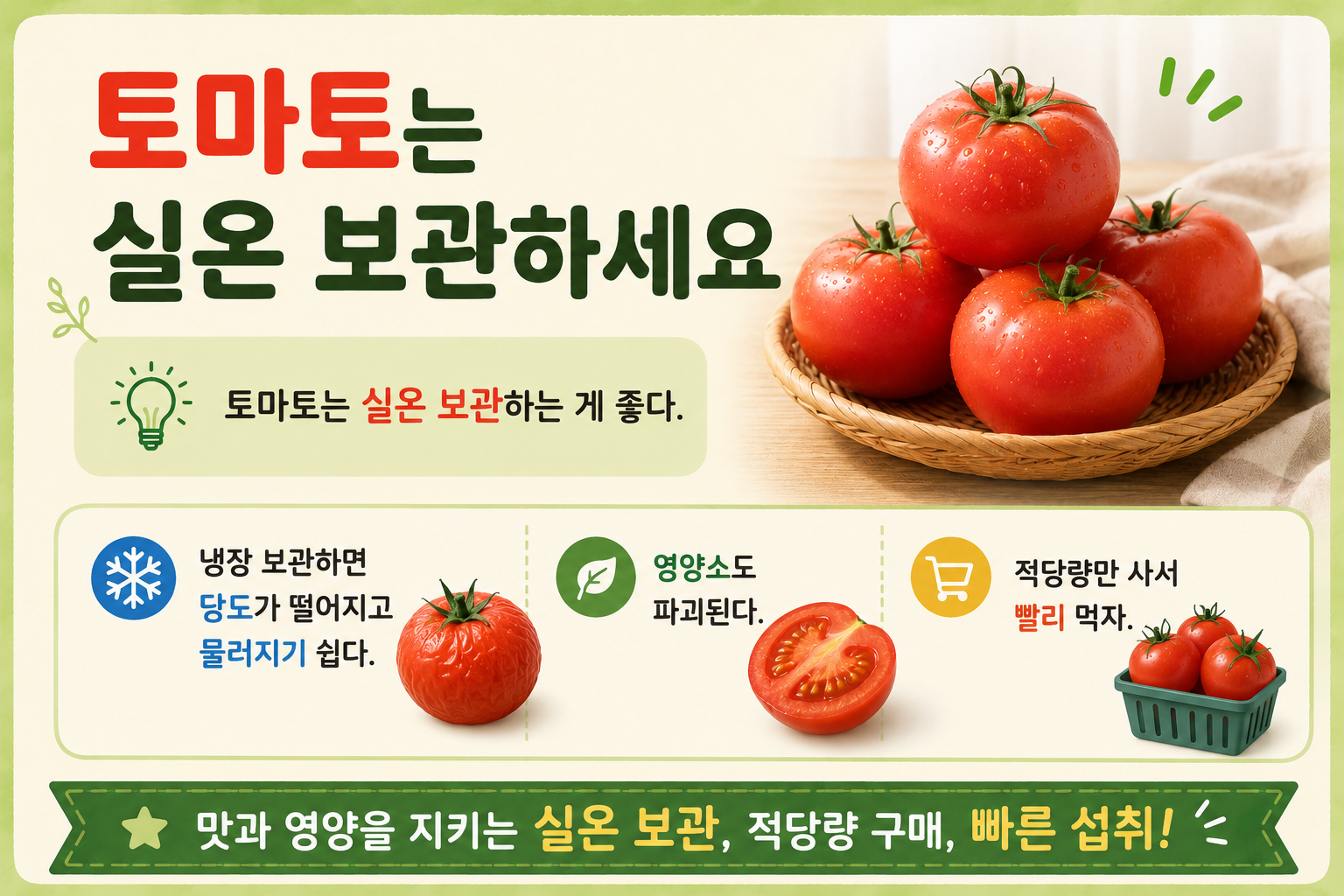 토마토 냉장고에 넣지 마세요! 맛과 식감 살리는 실온 보관법