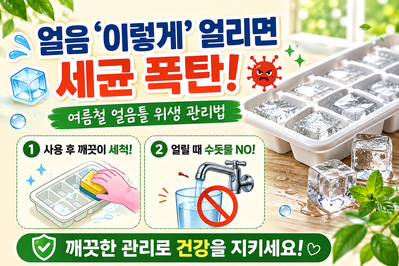얼음틀 세척 안 하면 세균 폭탄? 여름철 얼음 위생 관리법