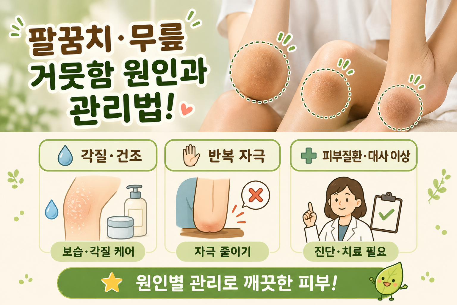 팔꿈치·무릎이 까맣다면 때가 아니다? 박박 밀면 더 심해지는 이유