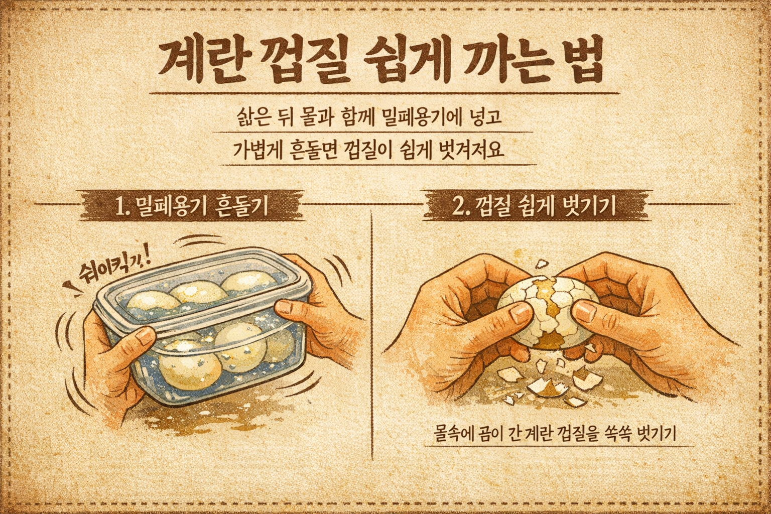 계란 껍질 쉽게 까는 법, 물 넣고 흔들면 끝나는 초간단 꿀팁