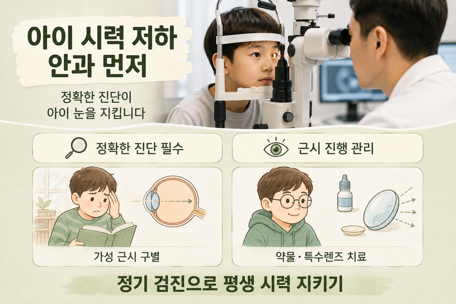 아이 시력 저하, 안경 맞추기 전 안과부터 가야 하는 이유와 소아 근시 대처법