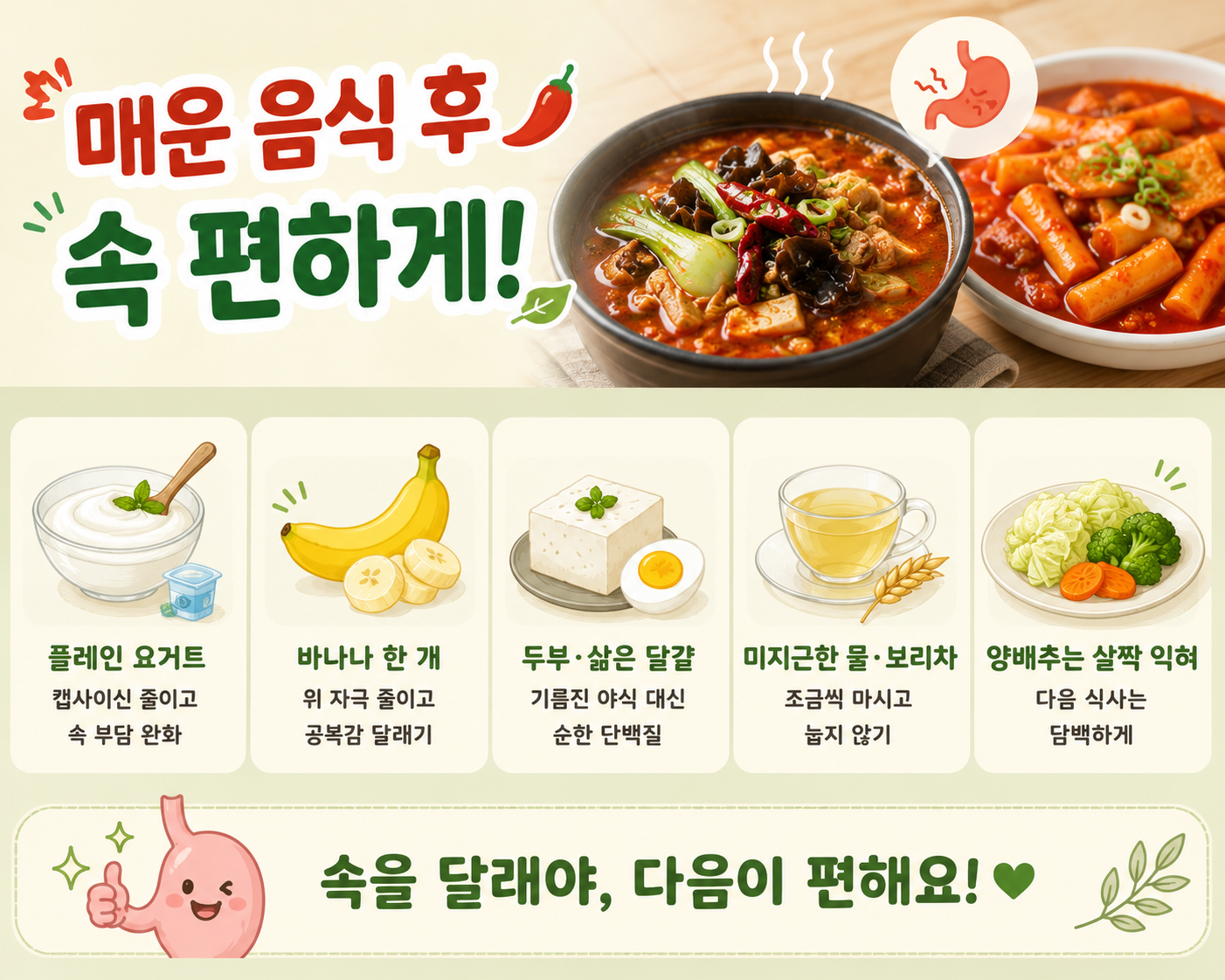 마라탕·떡볶이 먹고 속 쓰릴 때…가장 먼저 먹으면 좋은 음식 5가지