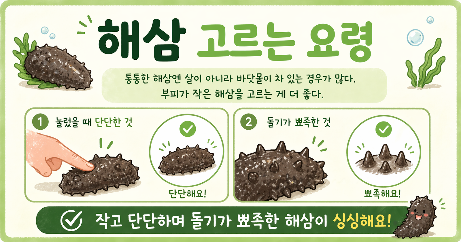 통통한 해삼보다 작은 해삼이 더 좋다? 실패 없는 해삼 고르는 요령