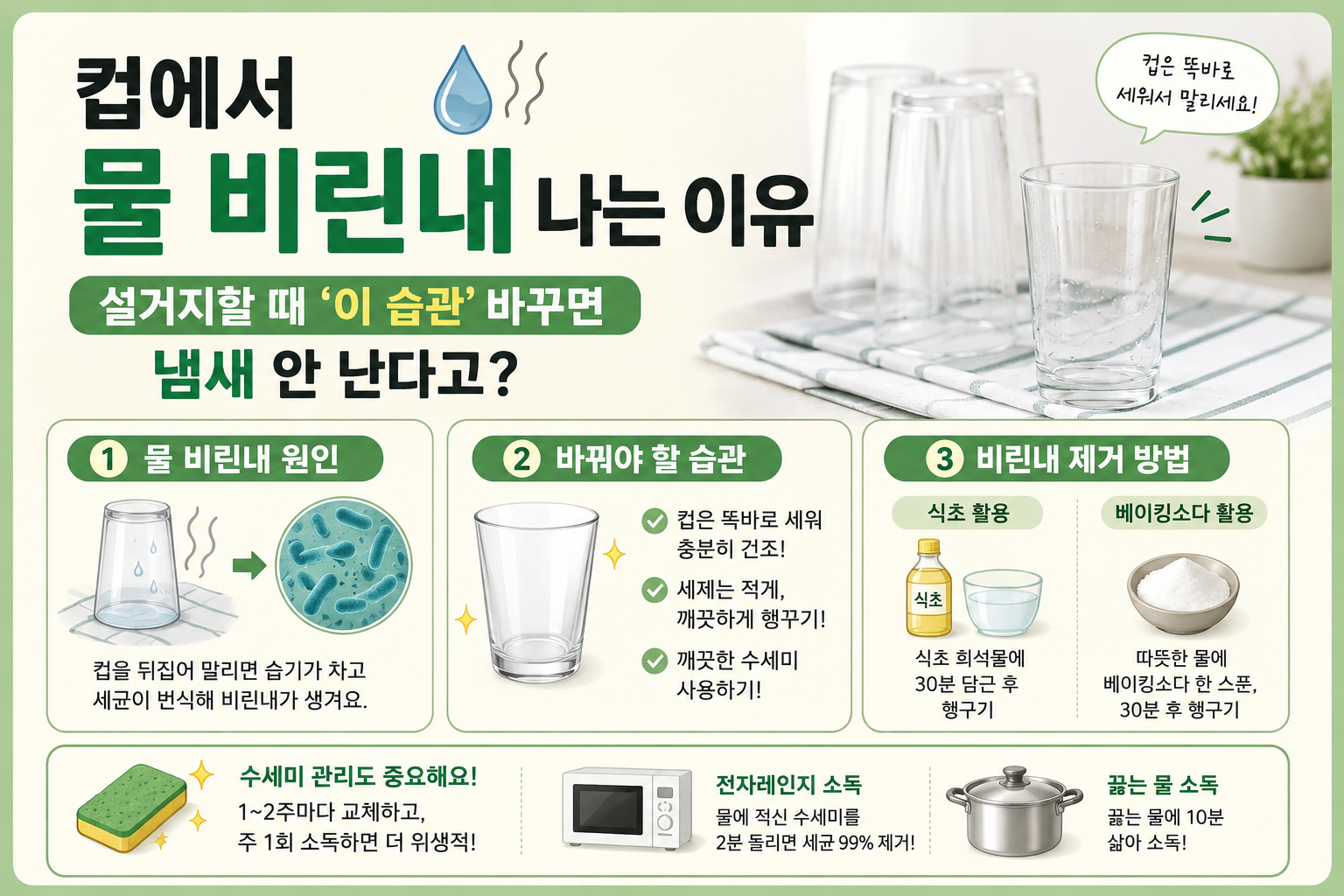설거지했는데 컵에서 물 비린내? 뒤집어 말리는 습관부터 바꾸세요