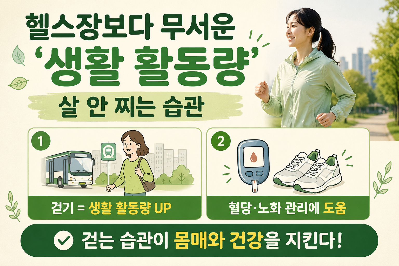 헬스장 안 가도 살 안 찌는 사람들의 생활 활동량 습관