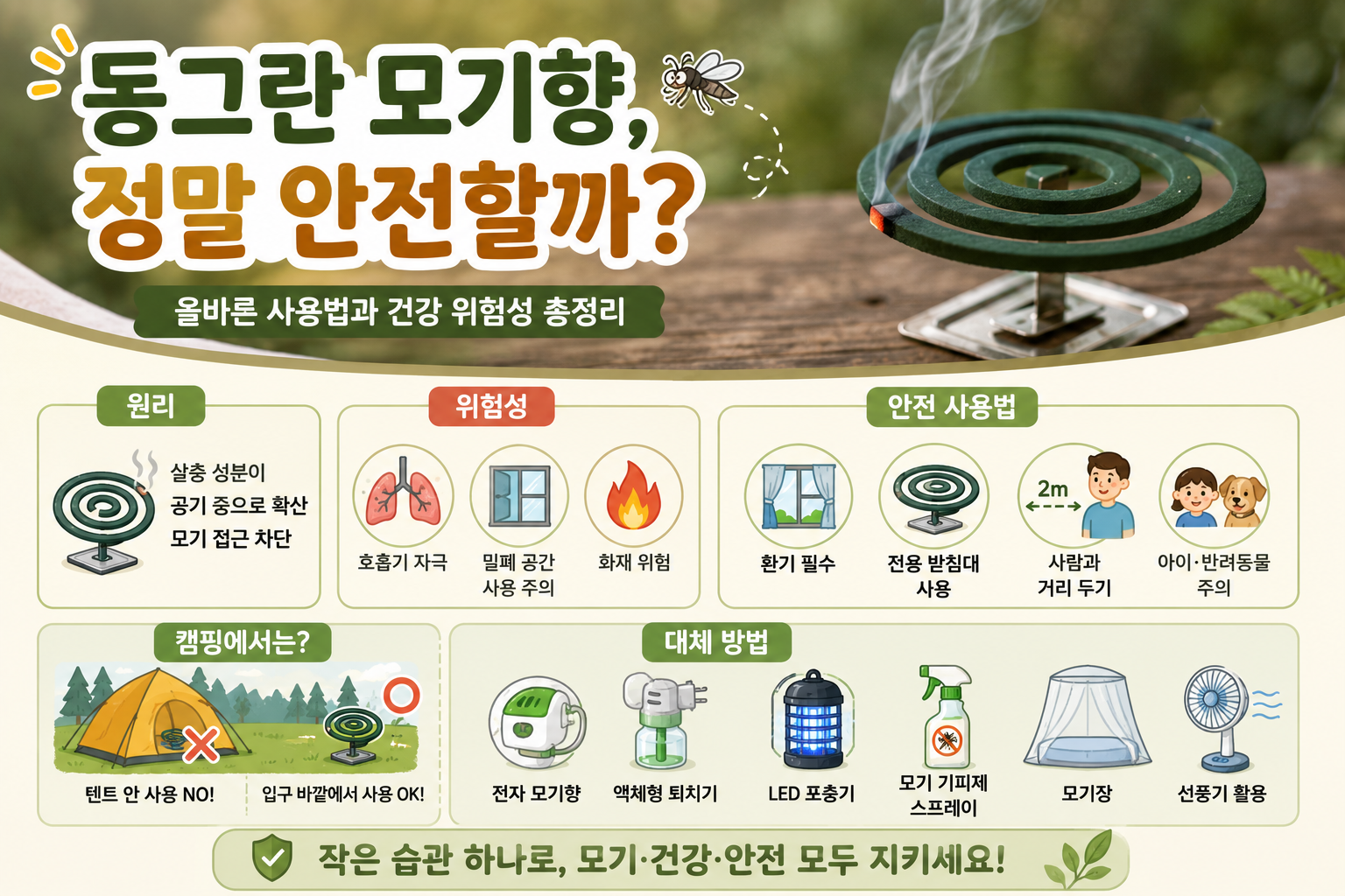 동그란 모기향, 밀폐된 방에서 피우면 위험? 꼭 알아야 할 안전 사용법