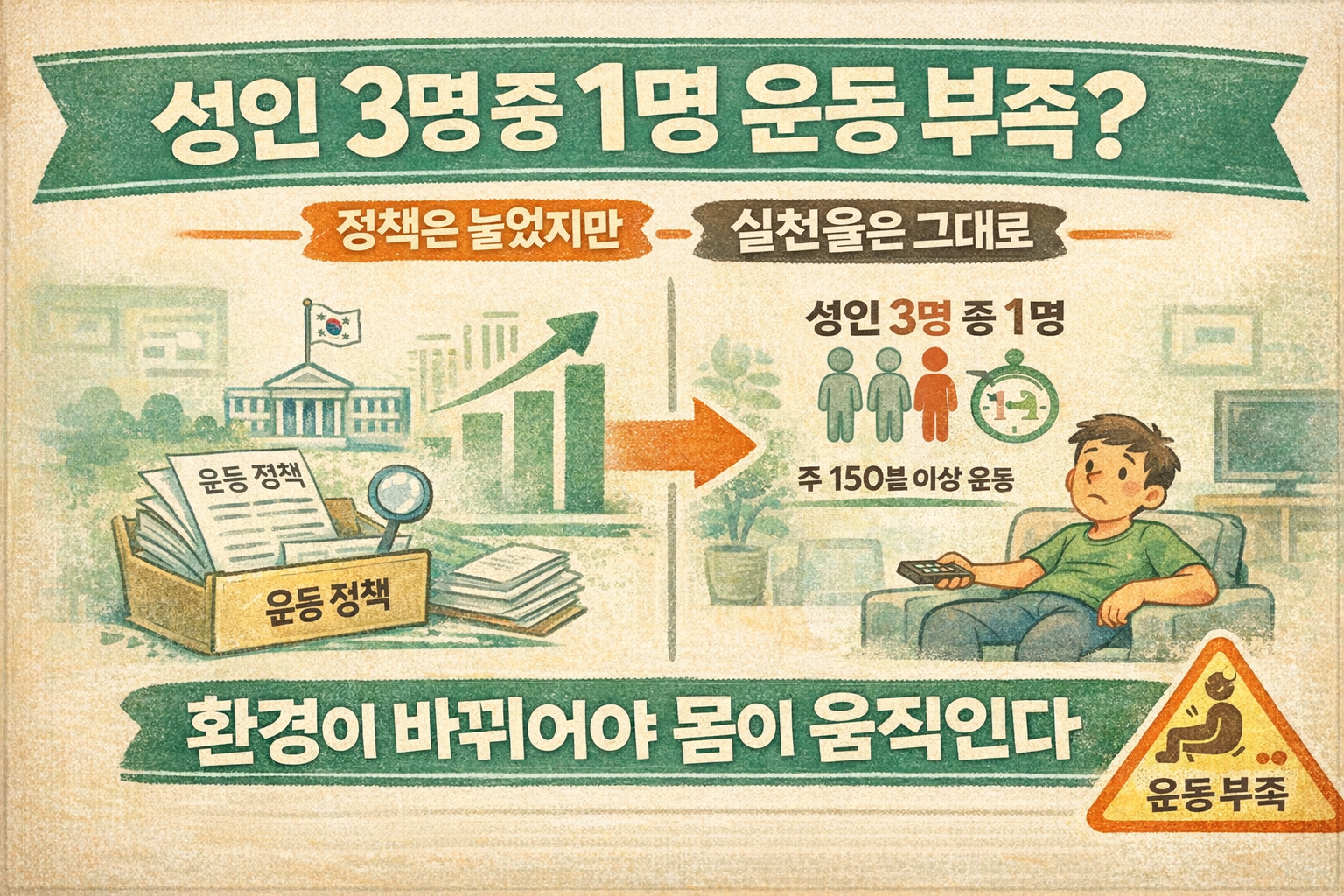 운동 부족 왜 안 줄까, 성인 3명 중 1명은 여전히 WHO 권고량 못 채운다