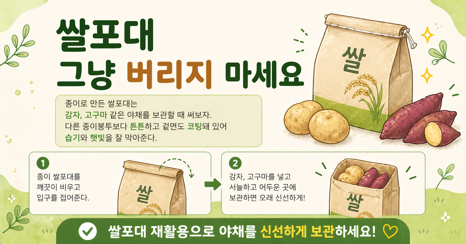 쌀포대 그냥 버리지 마세요! 감자·고구마 보관할 때 의외로 최고입니다