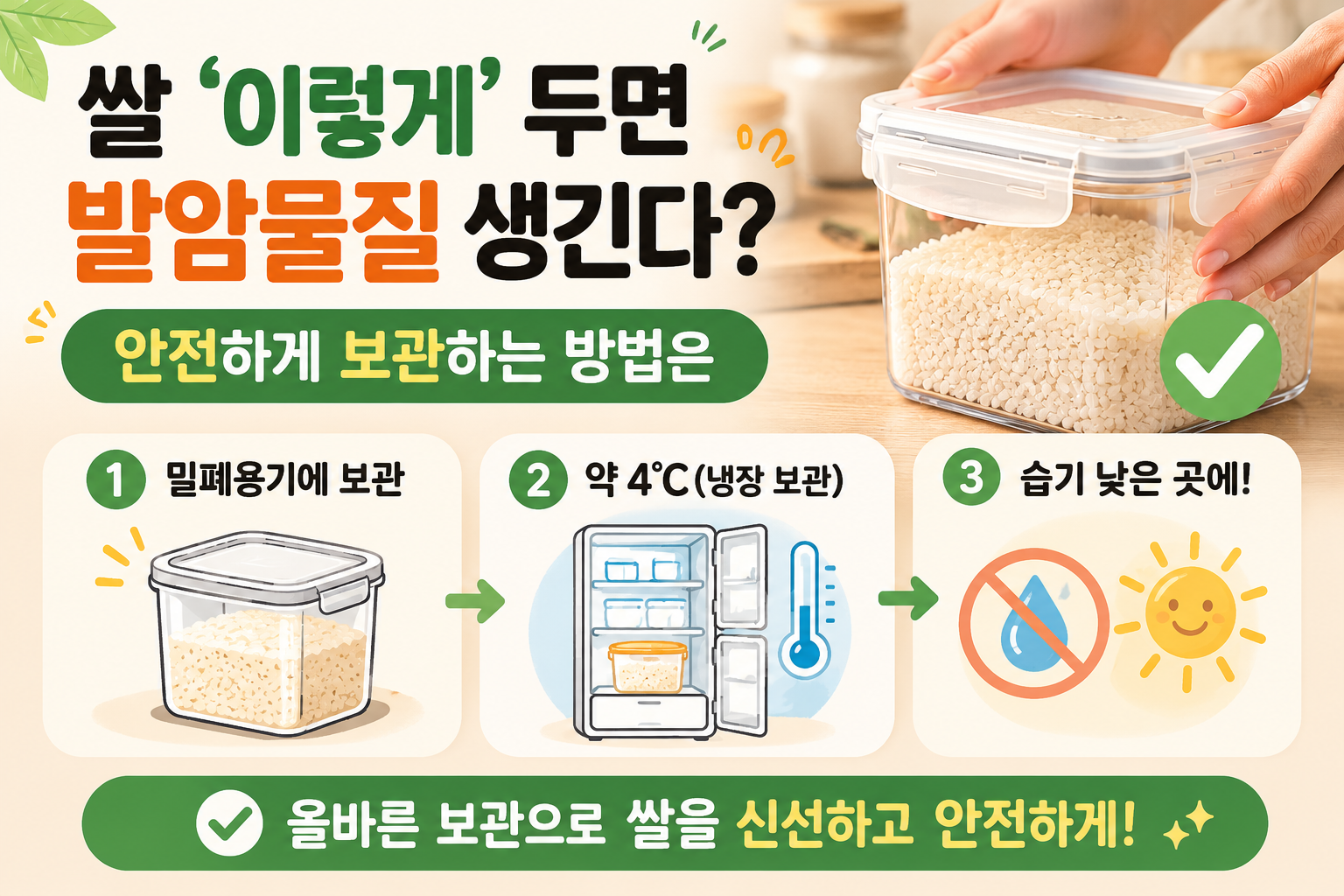 쌀 보관법, 이렇게 두면 발암물질 생긴다? 냉장 보관이 답인 이유