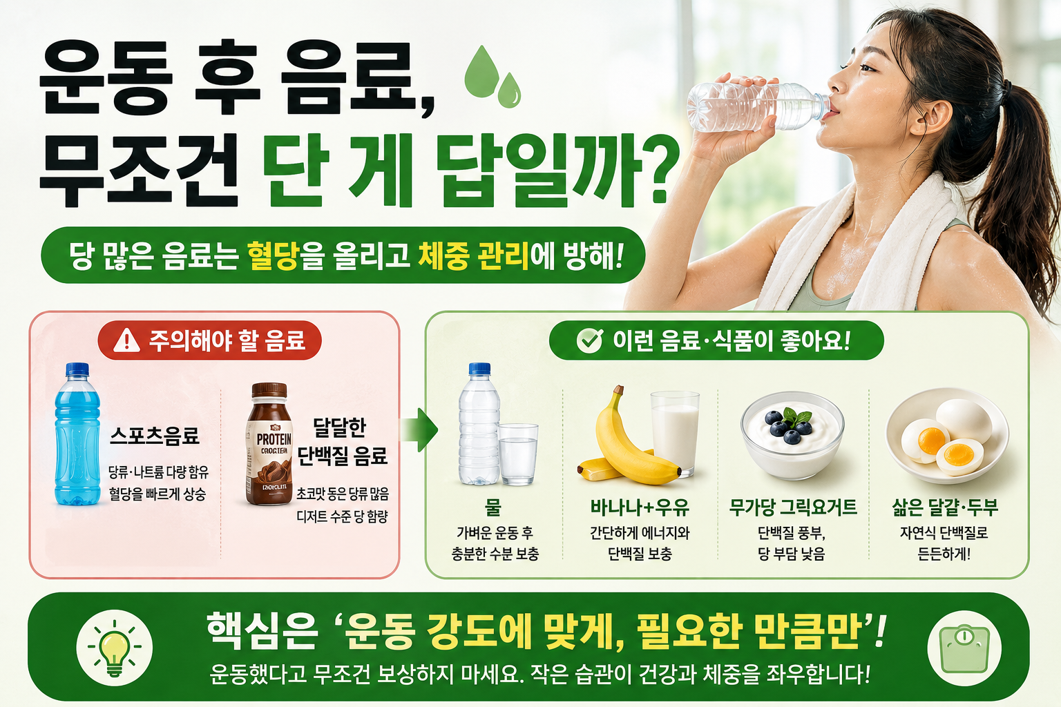 운동 후 스포츠음료 바로 마시지 마세요! 혈당 올리는 뜻밖의 함정