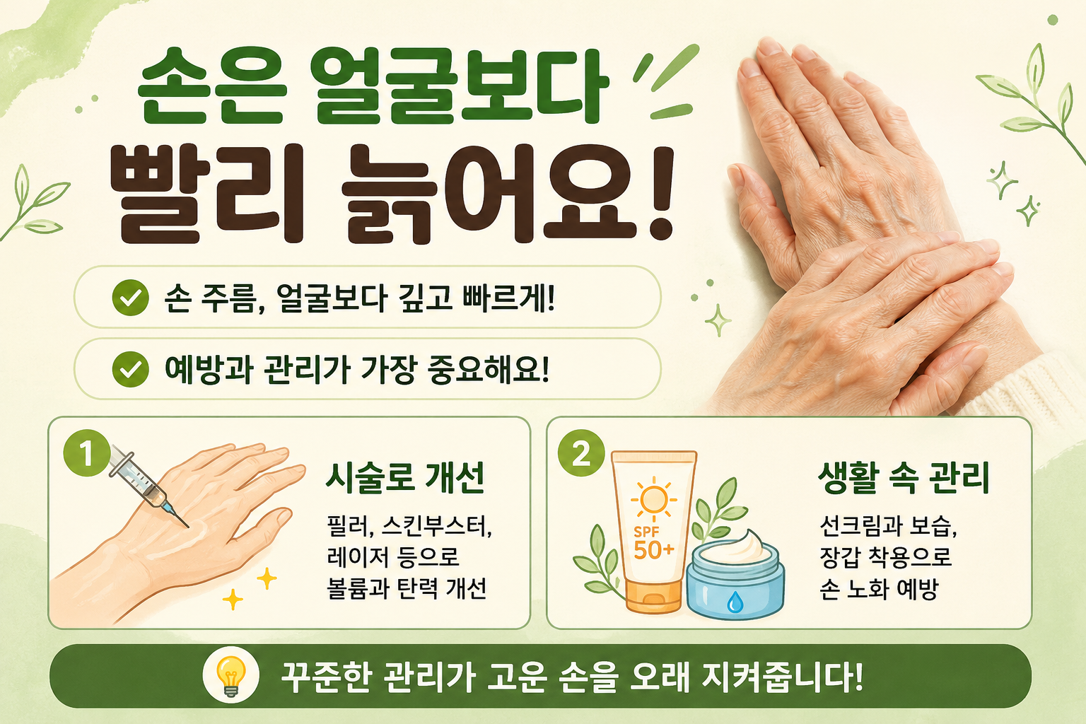 얼굴보다 빨리 늙는 손 주름, 손등 노화 막는 현실적인 관리법