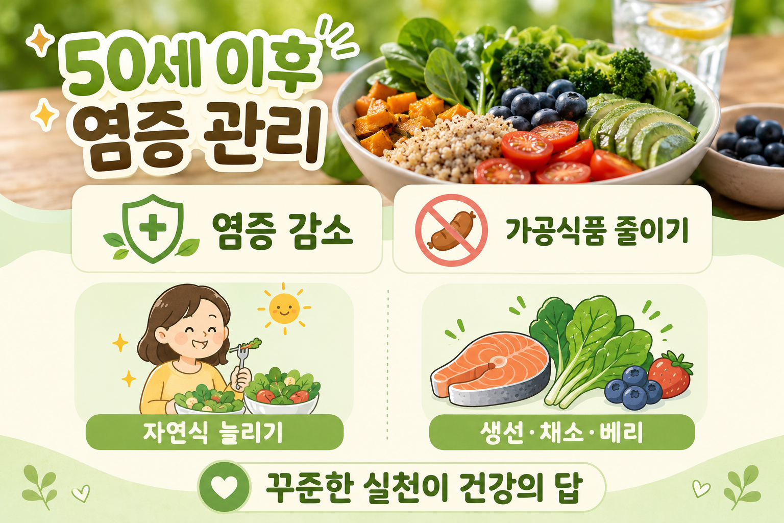 50세 넘으면 몸속 염증 빨라진다, 가공육 줄이고 꼭 먹을 음식 3가지