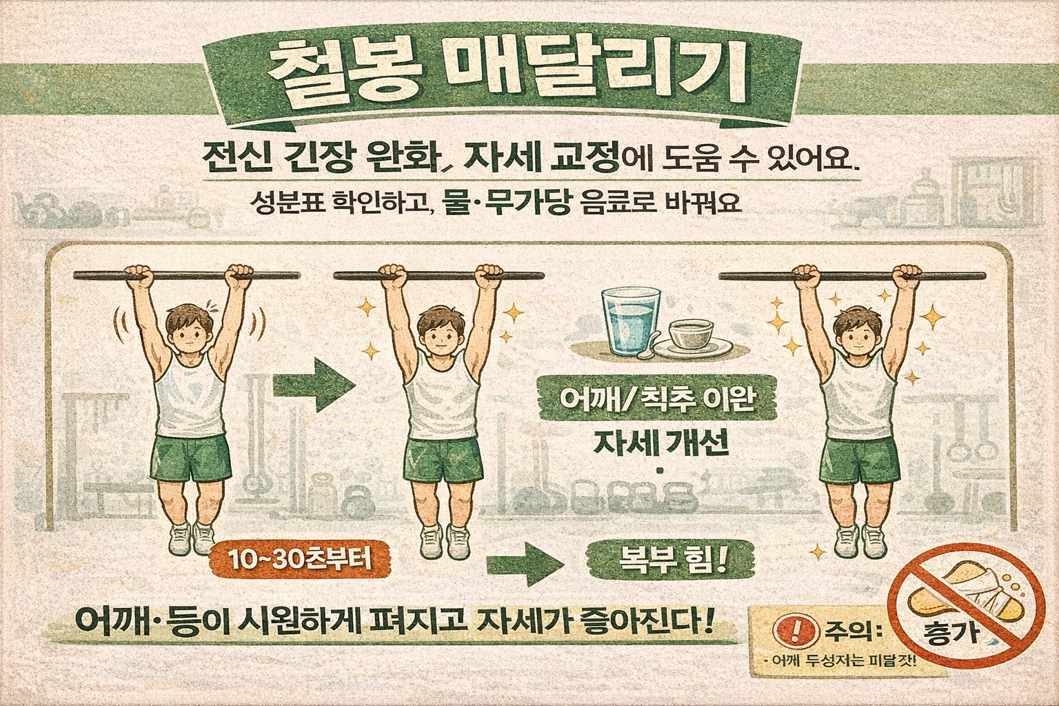 철봉 매달리기(데드행) 효과는? 척추·어깨 긴장 완화와 자세 교정, 주의할 사람까지