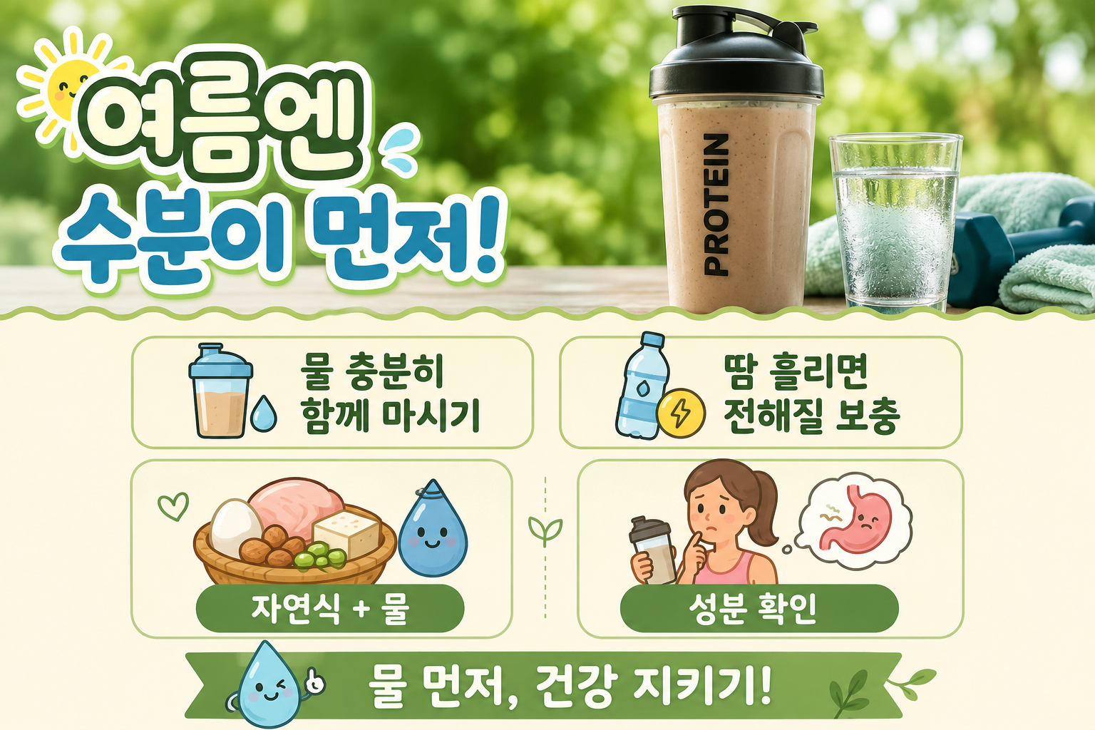 단백질셰이크 탈수 위험? 여름철 물 없이 마시면 나타나는 경고 신호
