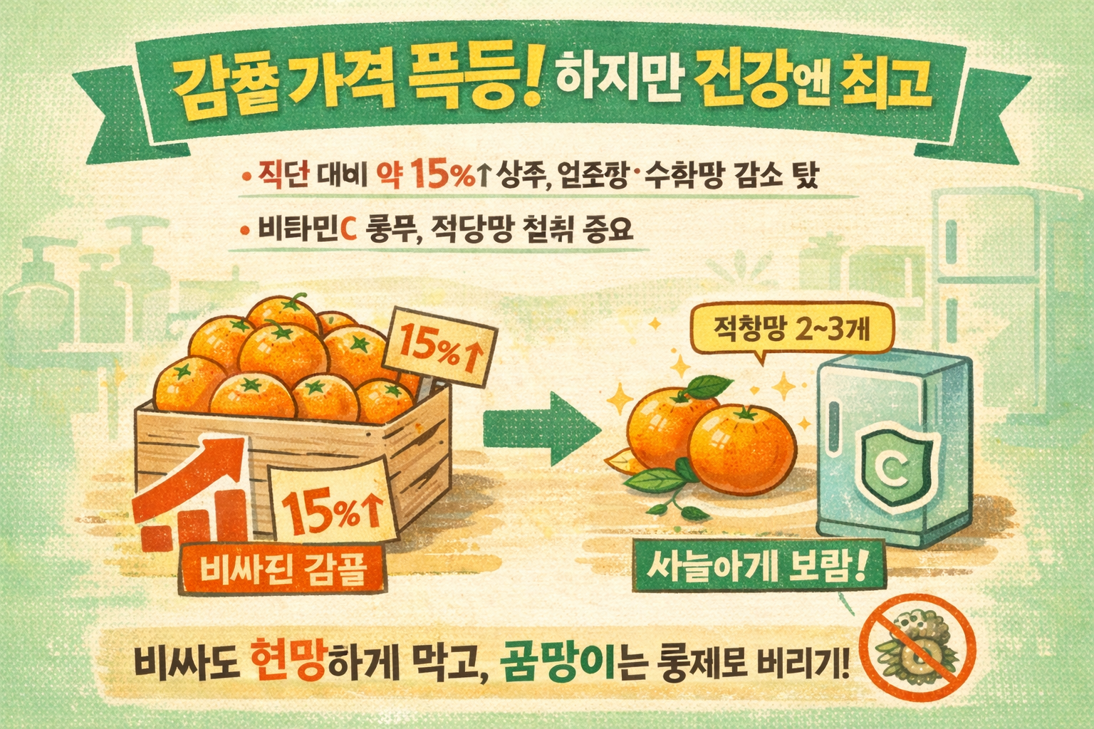 감귤 가격 폭등 이유와 효능 총정리: 비타민C·플라보노이드, 하루 2~3개 적정량·부작용·보관법(곰팡이 주의)