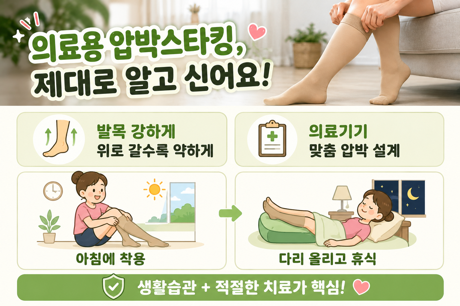 다리 붓고 밤마다 쥐 난다면? 일반 압박스타킹이 하지정맥류 치료에 부족한 이유