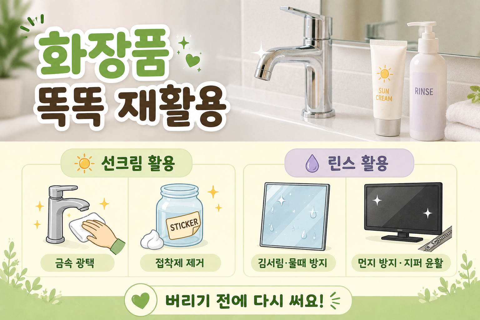 유통기한 지난 선크림·린스 그냥 버리지 마세요, 집안 곳곳 이렇게 씁니다