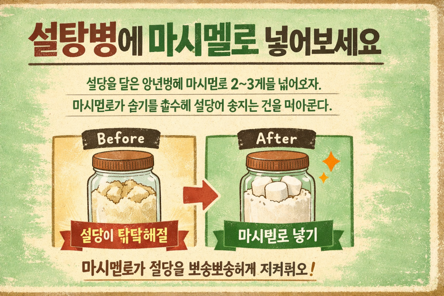 설탕 굳음 방지, 마시멜로 2~3개만 넣어보세요! 덩어리 걱정 끝나는 보관법