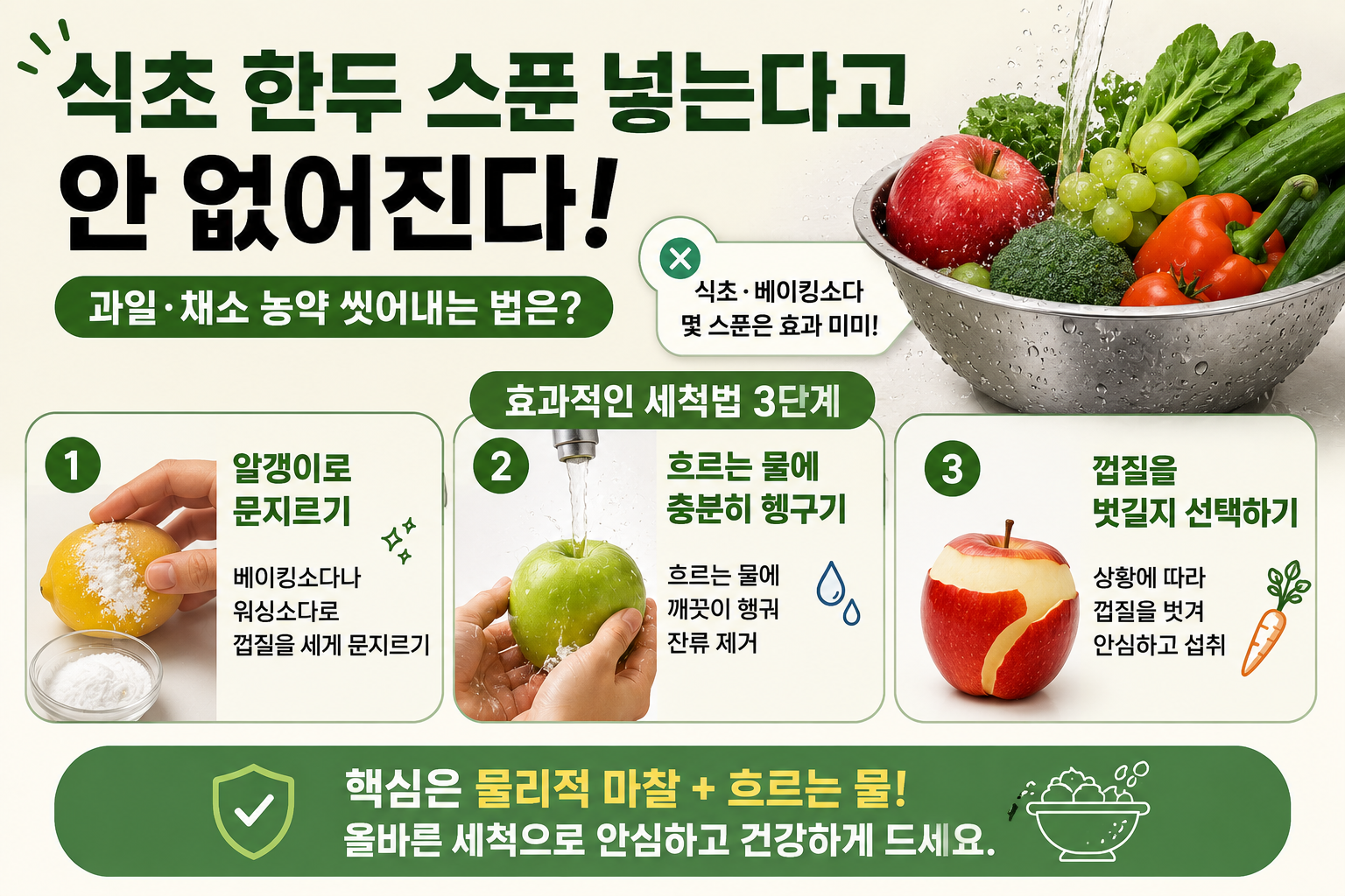식초 한두 스푼으론 부족? 과일·채소 농약 제대로 씻어내는 법
