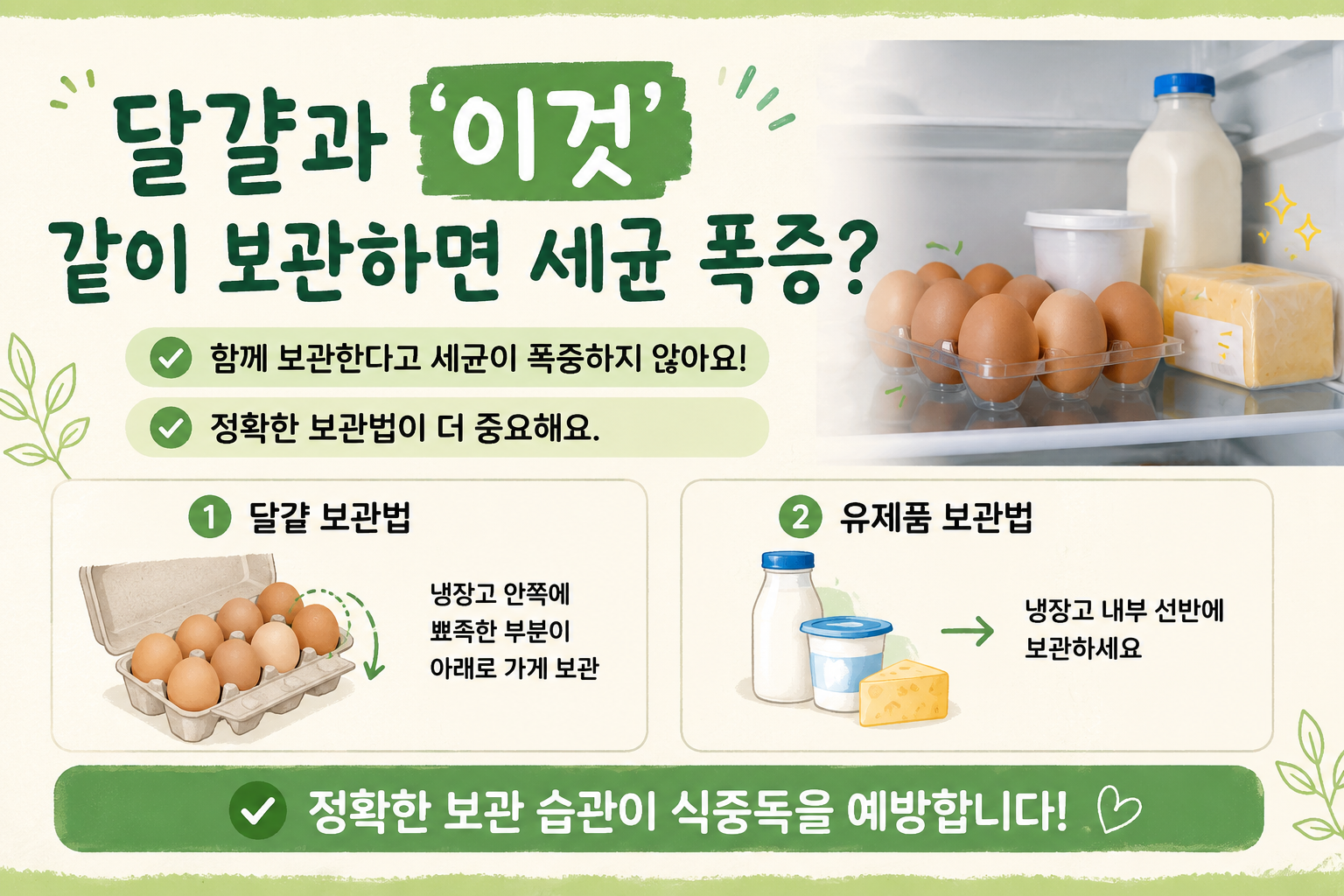 달걀과 우유 같이 보관하면 세균 폭증? 냉장고 보관법 진짜 정답
