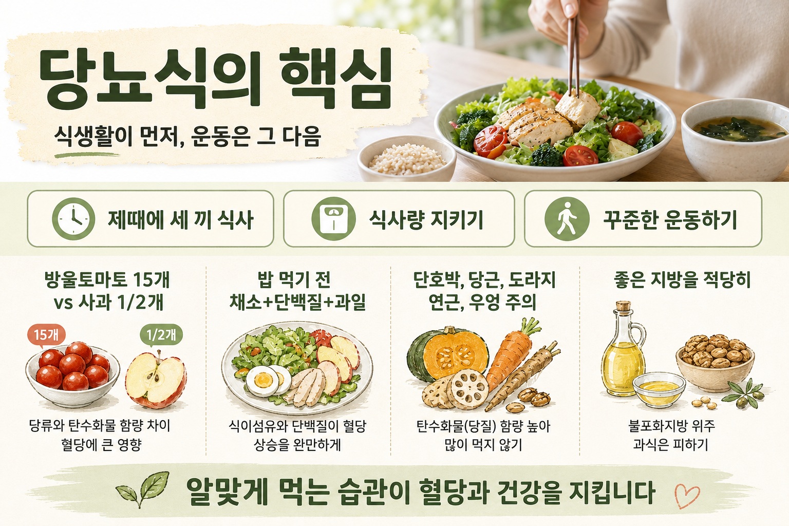 당뇨 식단, 과일·채소도 양이 중요하다…혈당 덜 올리는 식사법