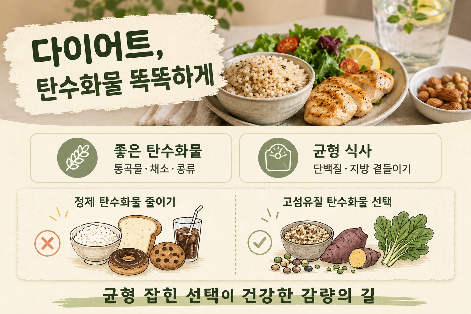 다이어트 탄수화물, 무조건 끊으면 안 되는 이유와 살 빼는 탄수화물 선택법