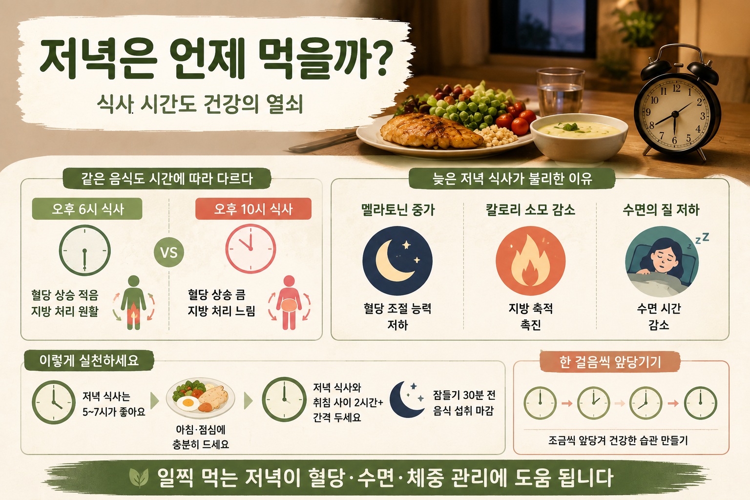 저녁 식사 시간, 늦게 먹으면 혈당·지방 대사에 어떤 변화 생길까