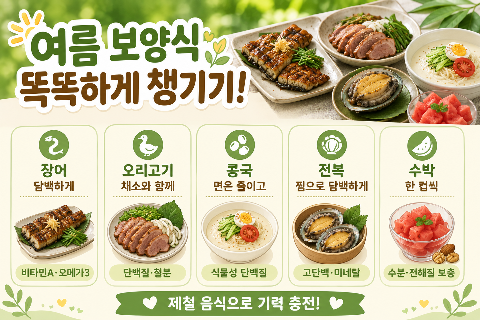 여름 보양식 무조건 장어? 기력 회복 돕는 음식 5가지와 건강하게 먹는 법