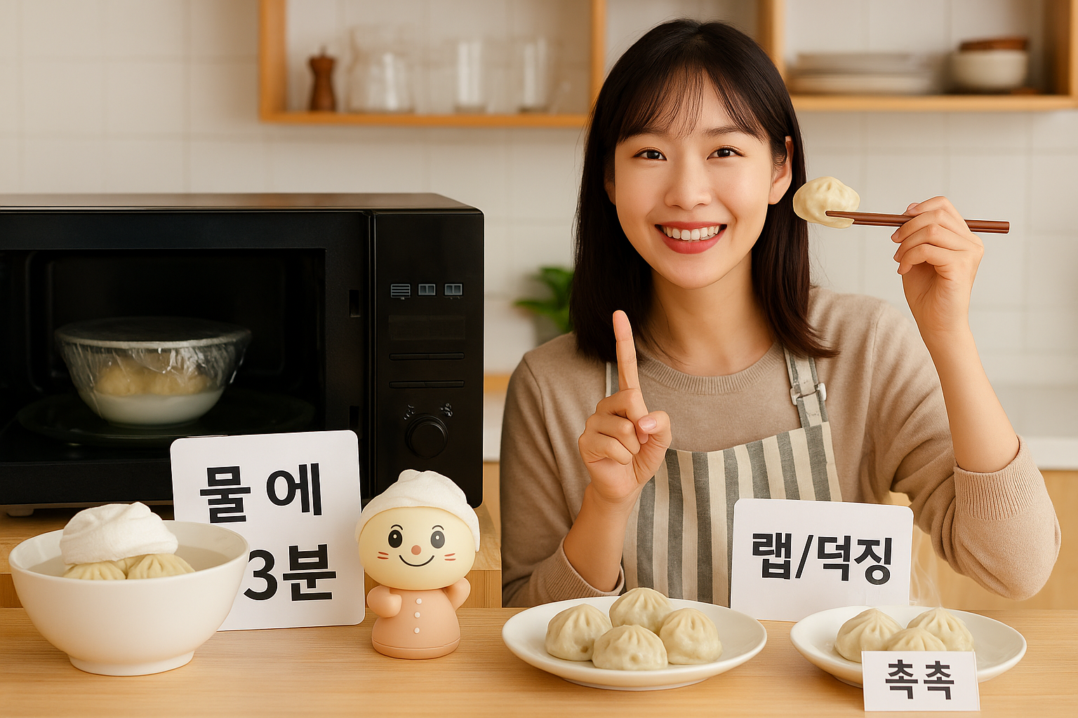 냉동 만두 촉촉하게 먹는 법: 3분 물+전자레인지(랩·뚜껑 팁)