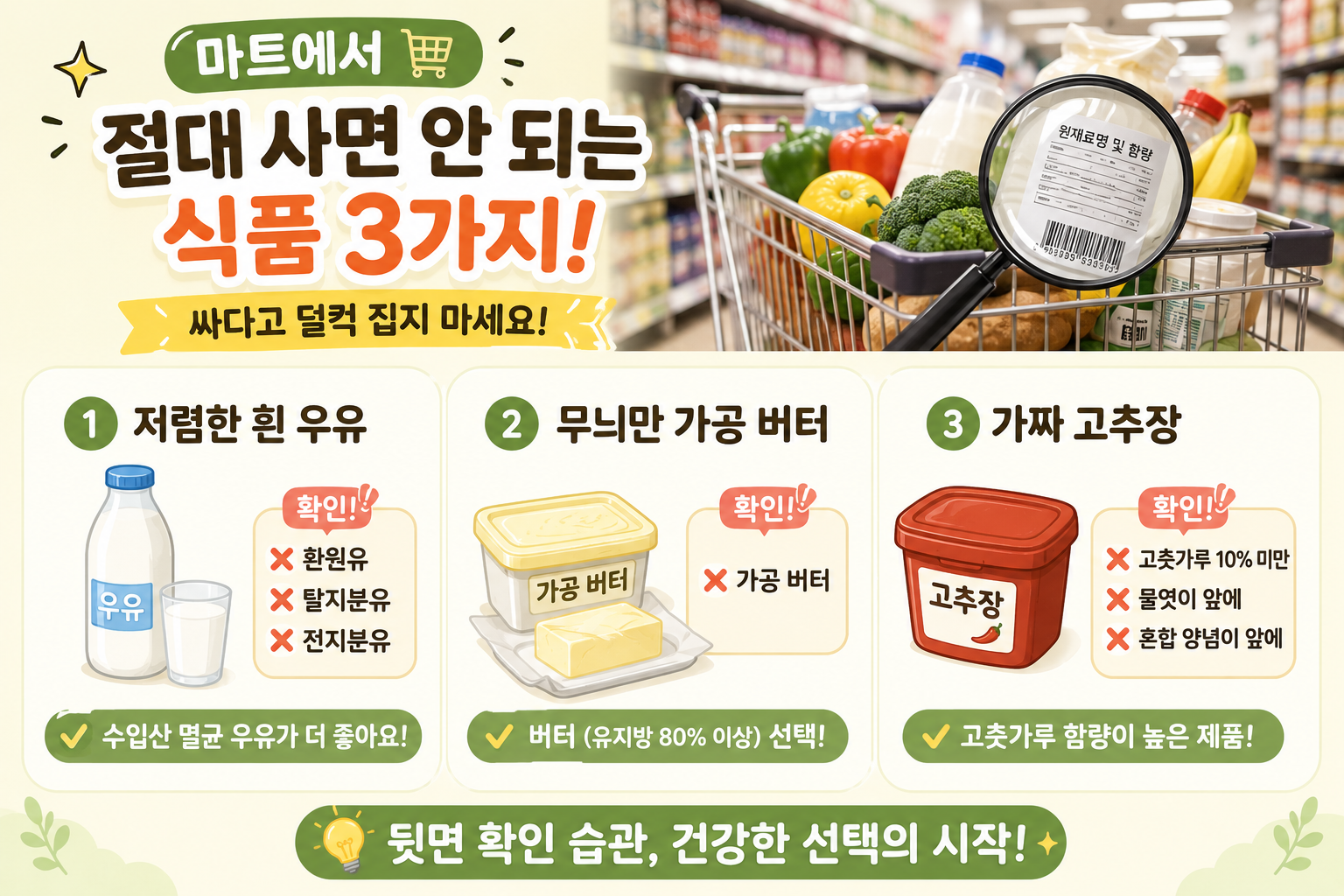 싸다고 덜컥 사면 손해! 마트에서 피해야 할 식품 3가지