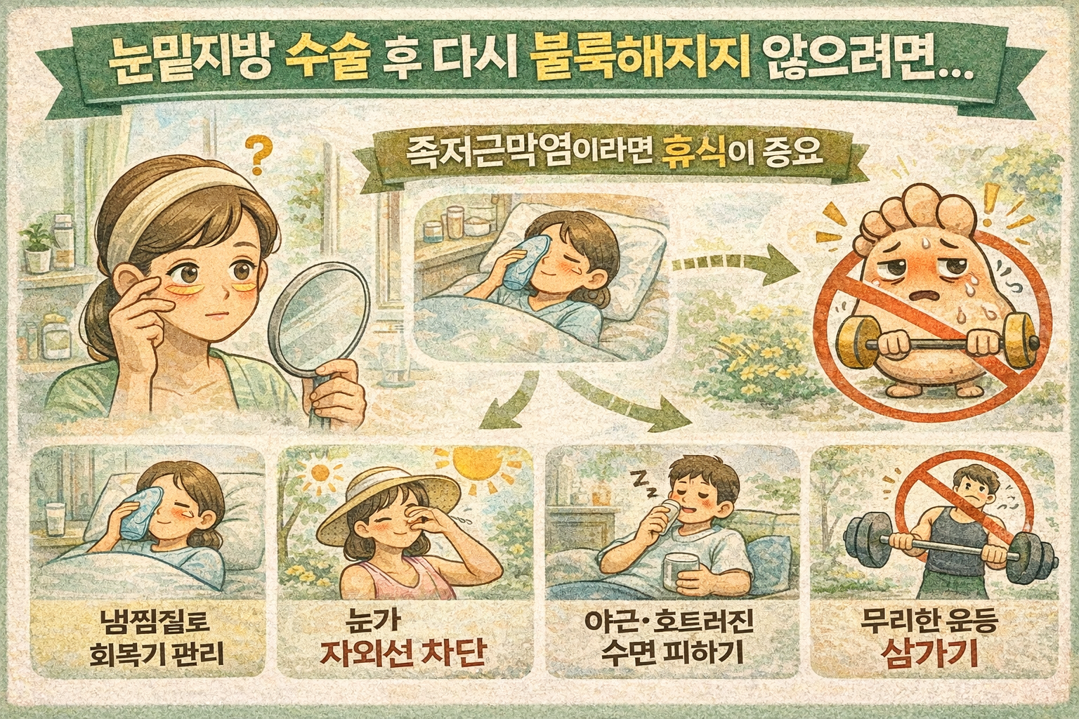 눈밑지방 수술 후 다시 불룩해지지 않으려면… 눈 비비기 삼가야