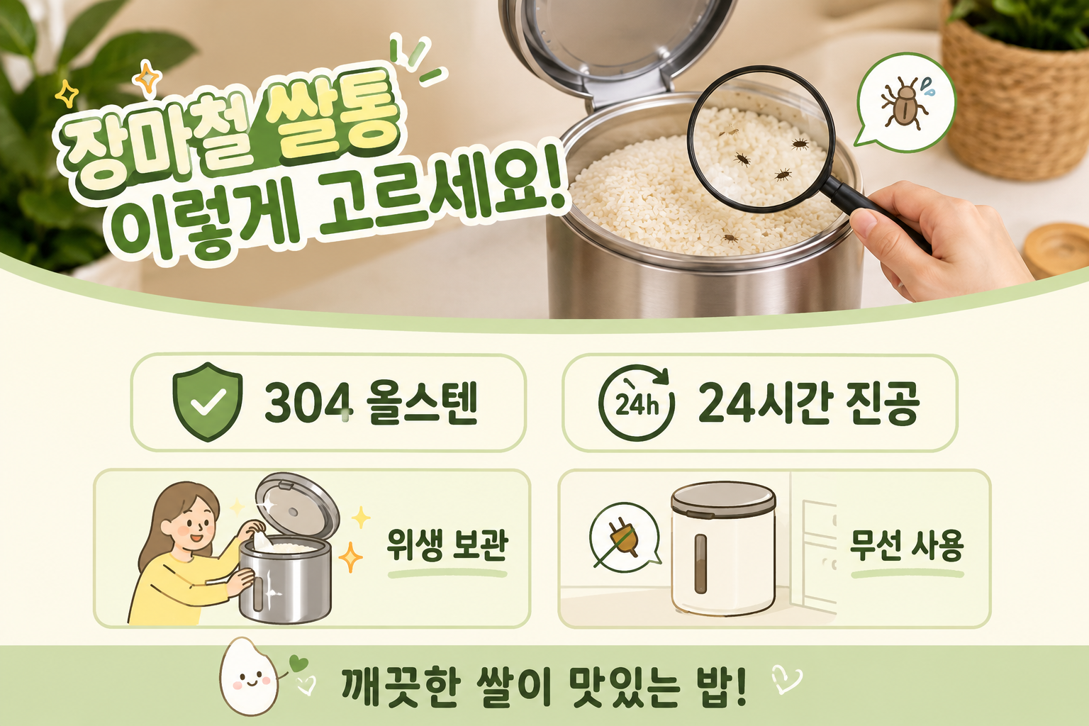 쌀통 당장 열어보세요…장마철 쌀벌레 막는 진공 쌀통 고르는 법
