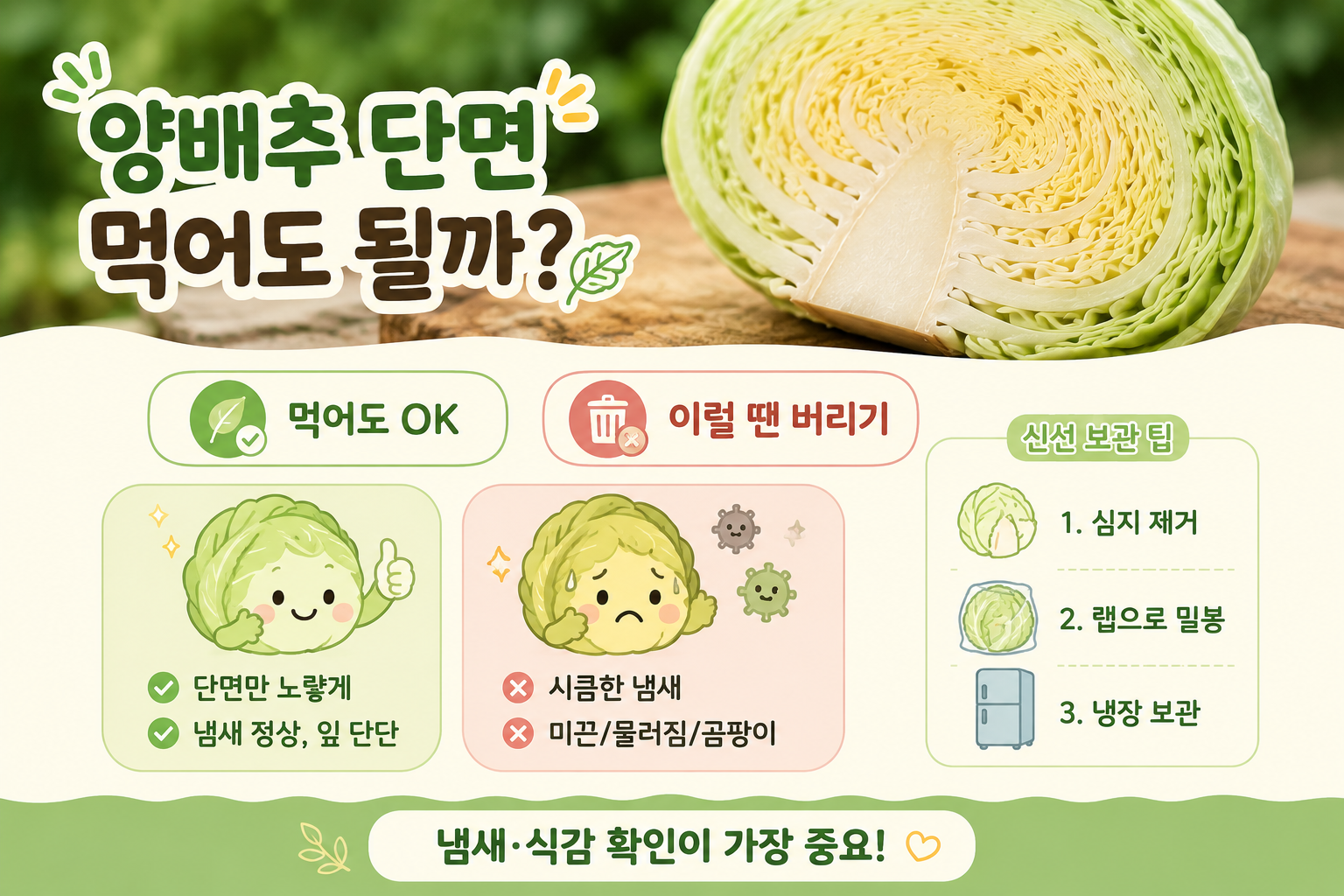 양배추 단면 노랗게 변했다면? 먹어도 되는 상태와 버려야 할 신호