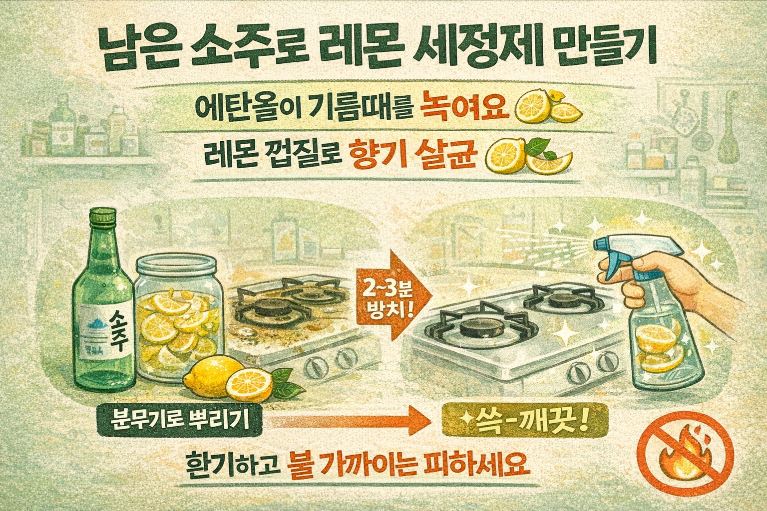 남은 소주 버리지 마세요…레몬 넣으면 주방 기름때 싹! 가스레인지·전자레인지 ‘천연 세정제’ 활용법
