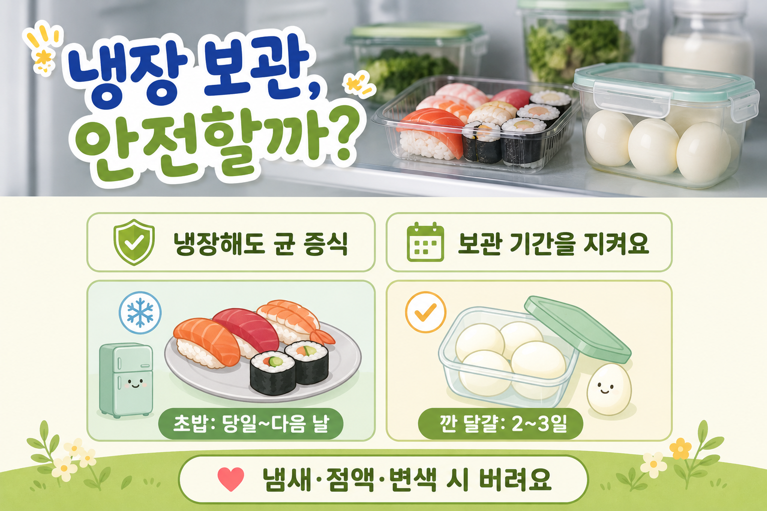 하루 지난 초밥 먹어도 될까? 삶은 달걀 냉장 보관 기간의 진실