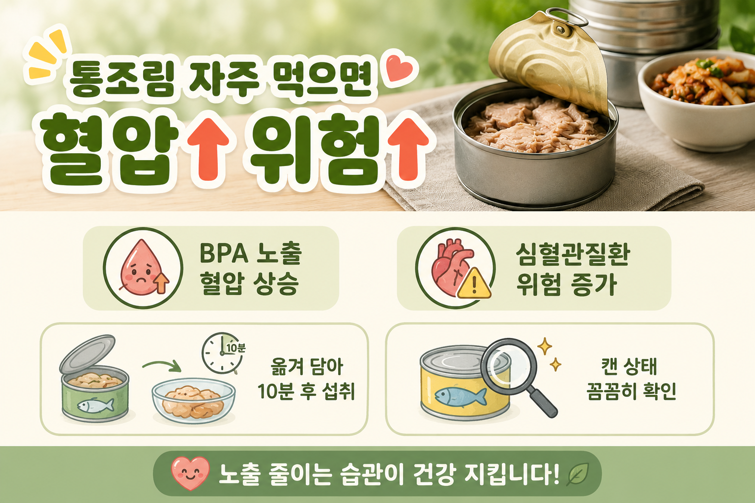매일 먹던 통조림, 혈압 올릴 수 있다? BPA 노출 줄이는 3가지 방법