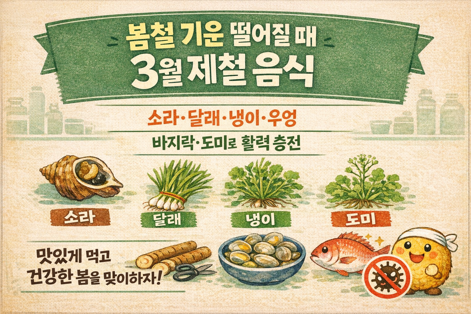 봄철 기운 없을 때 꼭 먹어야 할 3월 제철 음식 5가지
